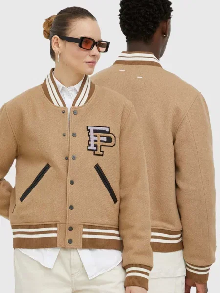 Kurtka przejściowa Filling Pieces wełniana brązowa