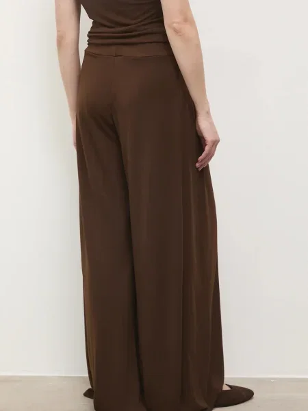 Kalhoty Answear.LAB široké high waist hnědá