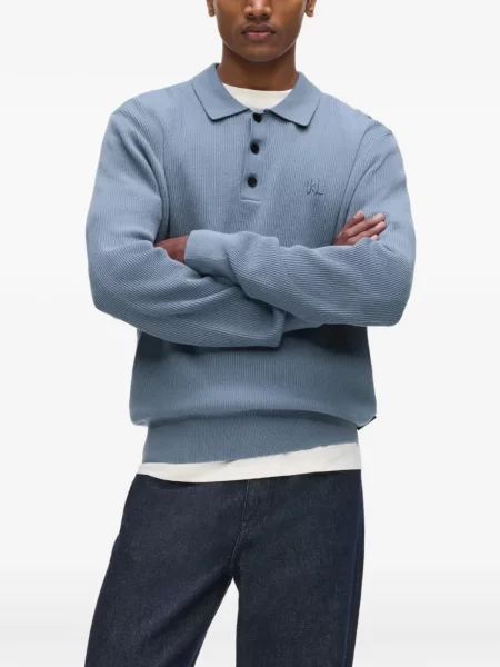 Πλεκτό polo Karl Lagerfeld μπλε