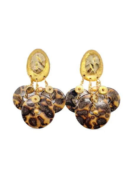 Retro náušnice Jennifer Gibson Jewellery hnědé