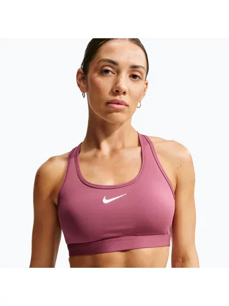 Спортен сутиен Nike Swoosh pink smoke/white бяло
