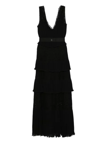 Rochie maxi Saiid Kobeisy cu model floral din dantelă de costum negru