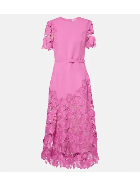 Rochie midi Oscar De La Renta de lână până la genunchi de costum roz