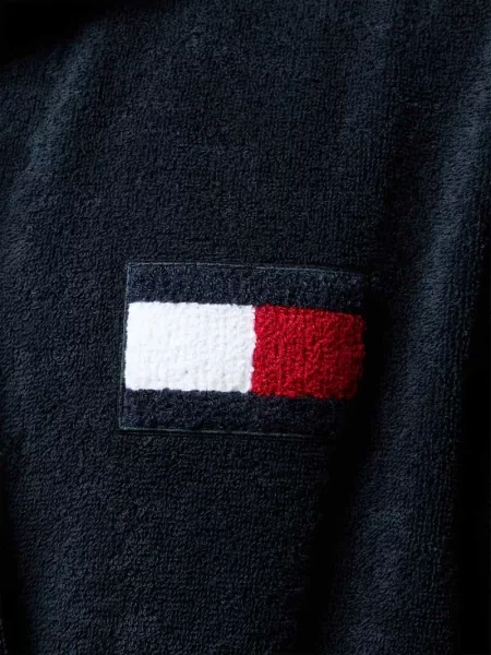 Szlafrok z czystej bawełny Tommy Hilfiger granatowy