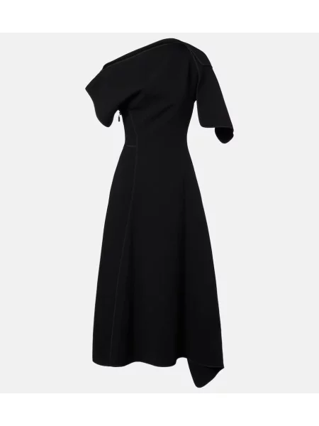 Sukienka midi Maticevski asymetryczna drapowana do kolan czarna