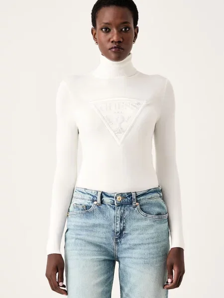 Guess sweter z wiskozą HALLIE beżowy