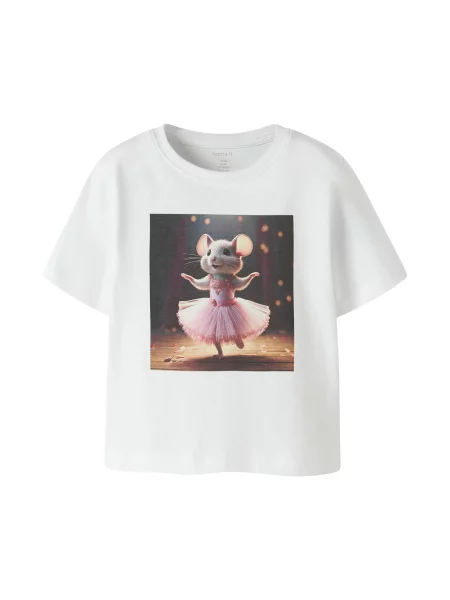 NAME IT Majica NMFVOTEA antracit siva / rosé bijela