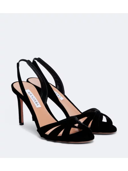 Sandale Aquazzura de catifea slingback negru