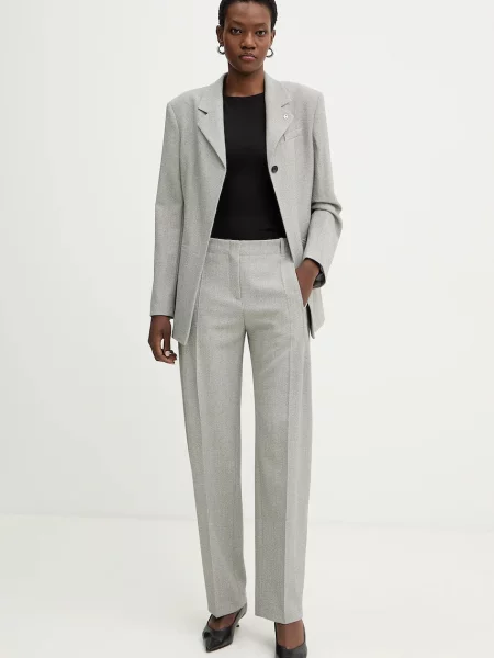 BOSS spodnie Takava fason cygaretki high waist szary