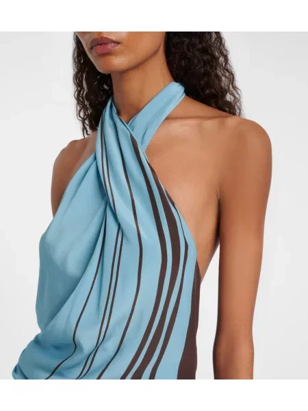 Rochie maxi Sir de mătase de costum albastru