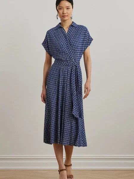 Lauren Ralph Lauren sukienka midi rozkloszowana niebieski
