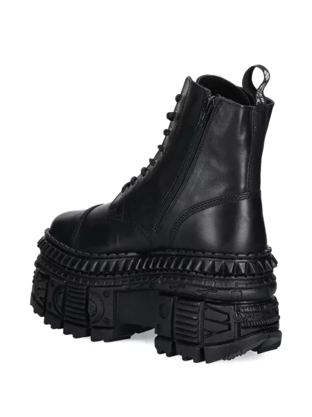 Botine New Rock cu șireturi cu platformă din dantelă negru