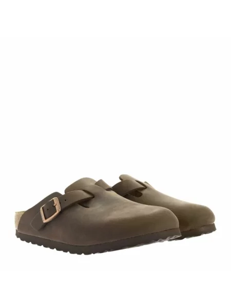 Klapki Birkenstock skórzane brązowe