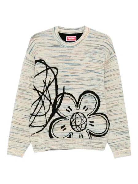 Pulover Kenzo cu decolteu rotund alb