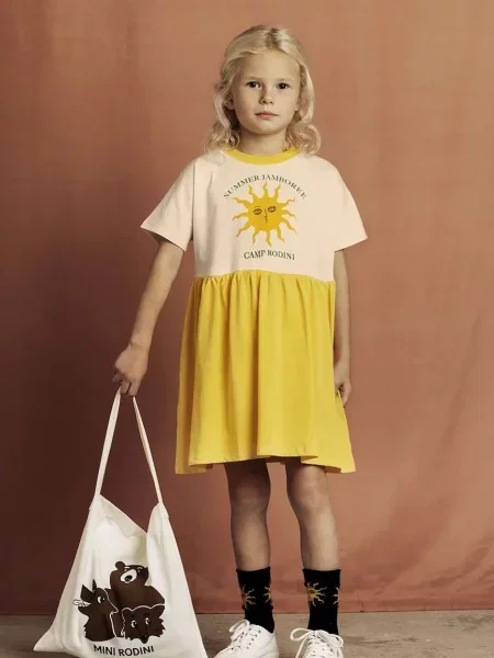 Mini Rodini Dívčí šaty Sun žluté