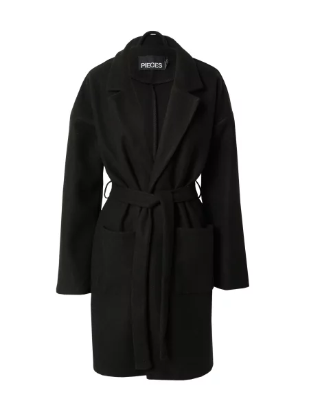 PIECES Palton de primăvară-toamnă negru