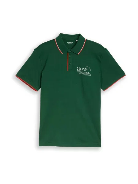 TOM TAILOR Tricou verde închis / portocaliu alb