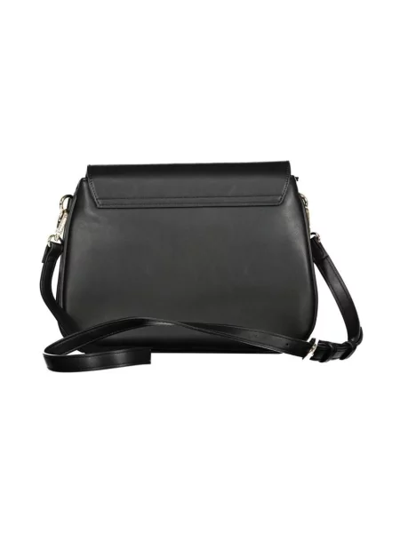 Lniana torebka crossbody Valentino By Mario Valentino z logo czarna