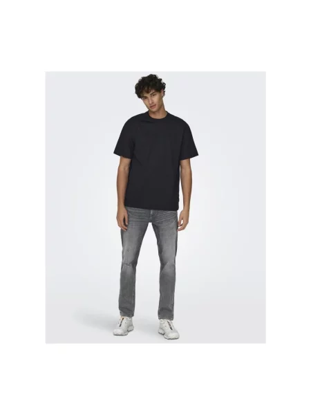 T-shirt o kroju relaxed fit z czystej bawełny model FRED LIFE' Only & Sons czarna