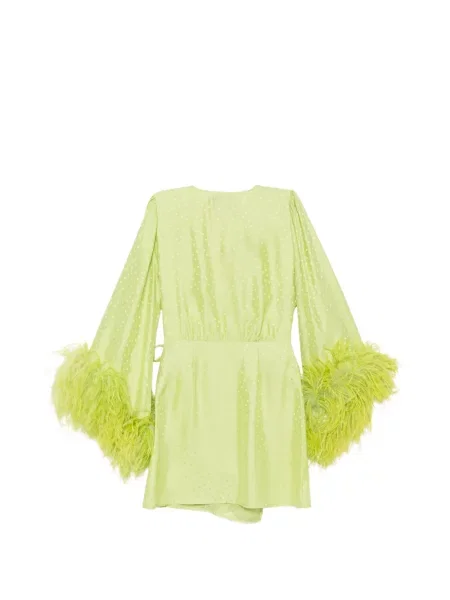 Rochie mini Art Dealer cu pene plic verde
