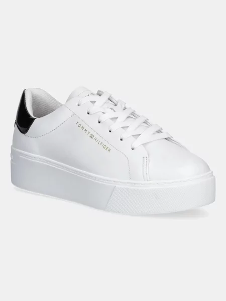 Кожени маратонки Tommy Hilfiger CHIC PLATFORM CUPSOLE PATENT бяло