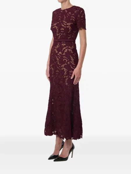 Cu centură rochie midi Self-portrait roșu