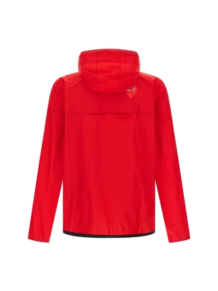 Kurtka Comme Des Garcons Play z kapturem czerwona