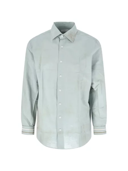 Cămașă Prada cu broderie cu dungi verde