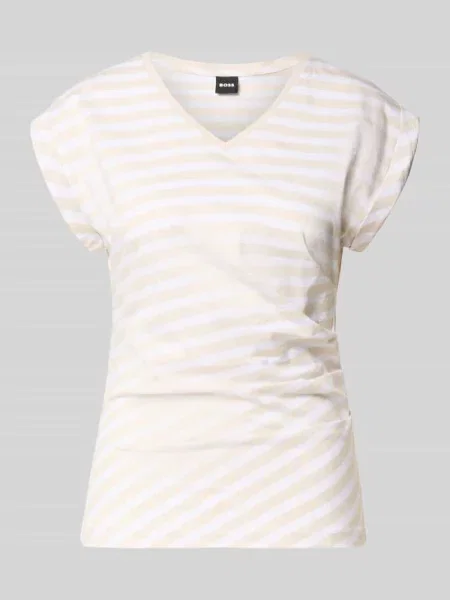 T-shirt o kroju slim fit z czystej bawełny model EVKA' Boss beżowa