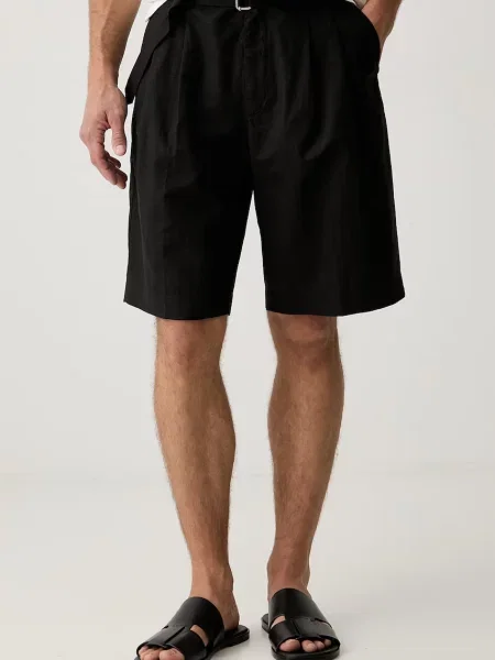 Tommy Hilfiger pantaloni scurți pentru bărbați cu amestec de in negru