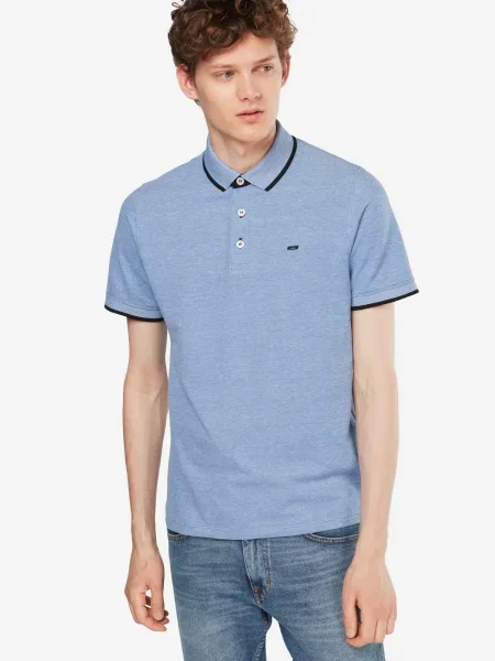 JACK & JONES Tričko Paulos tmavomodrá / nebesky modrá
