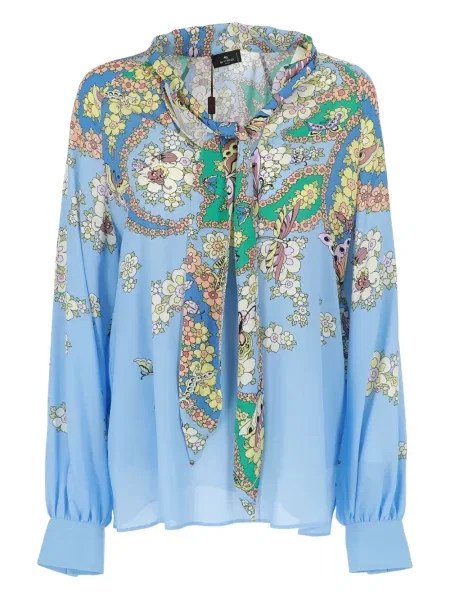 Top Etro cu model floral albastru