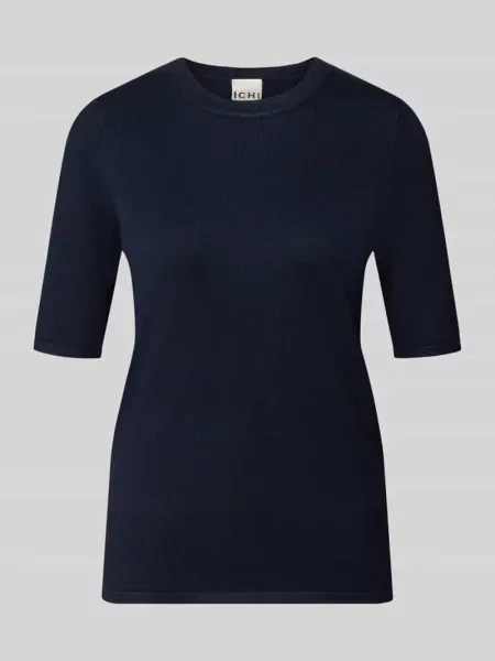 Sweter w dzianinowym looku krój regular fit Model „LULS“ Ichi granatowy