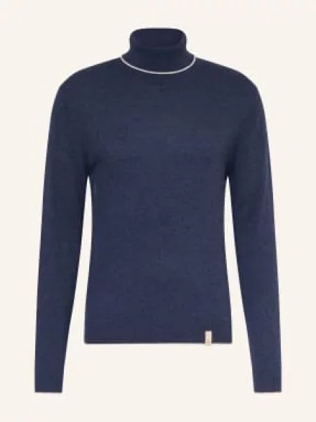 Colours & Sons Sweter Z Golfem Z Wełny Merynosowej blau granatowy