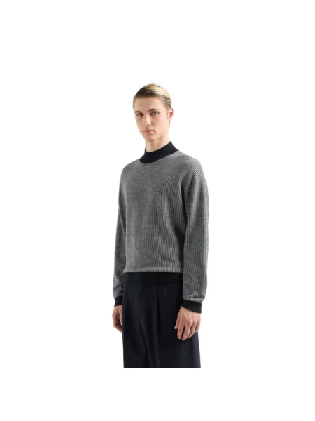Sweter z golfem Emporio Armani wełniany do golfa niebieski