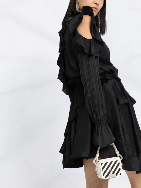 Sukienka koktajlowa Off-white z falbankami biała