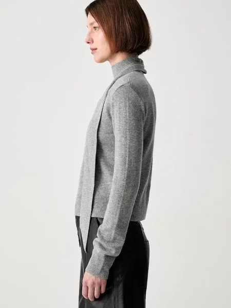 Rotate WOOL BOW pulover din lână pentru femei gri