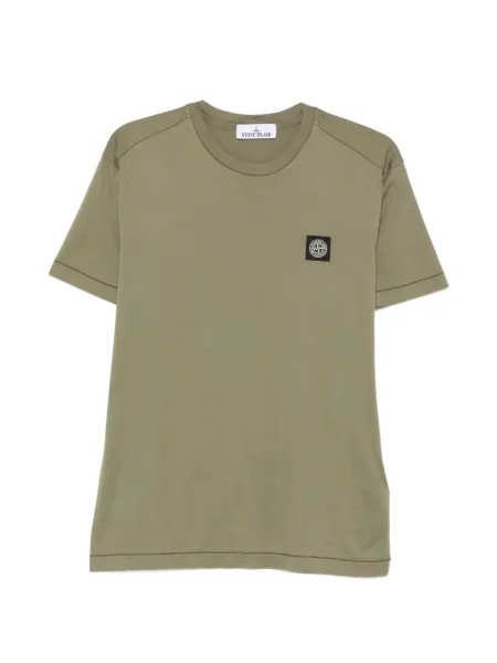 Tricou Stone Island cu decolteu rotund cu strasuri verde