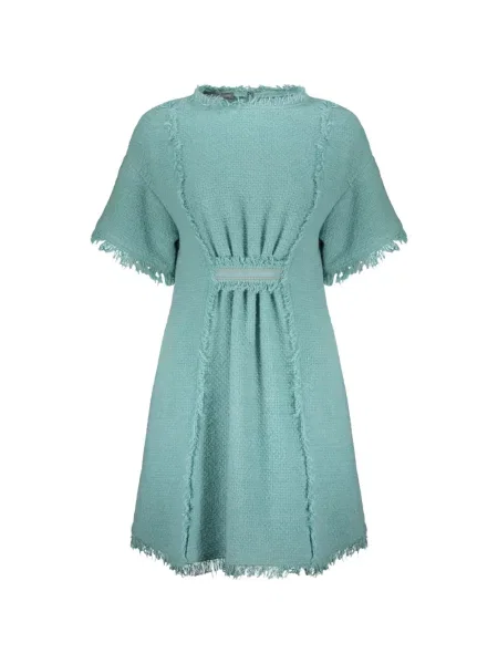 Bouclé rochie Alberta Ferretti cu franjuri verde