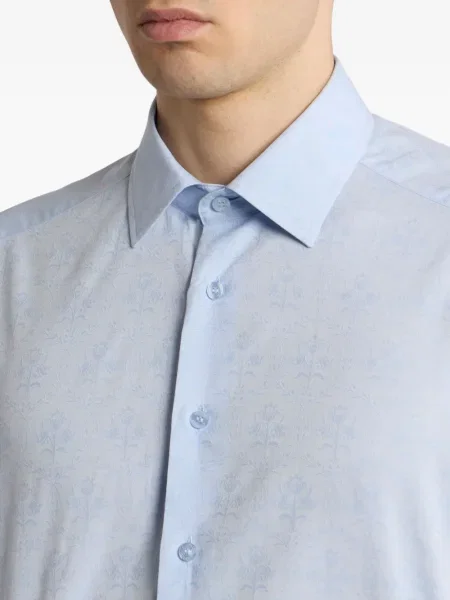 Cămașă Etro cu model floral din jacard albastru