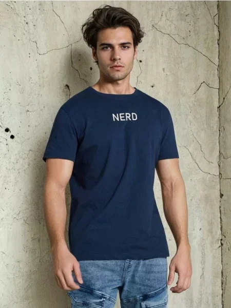 Sinsay koszulka z napisem szary