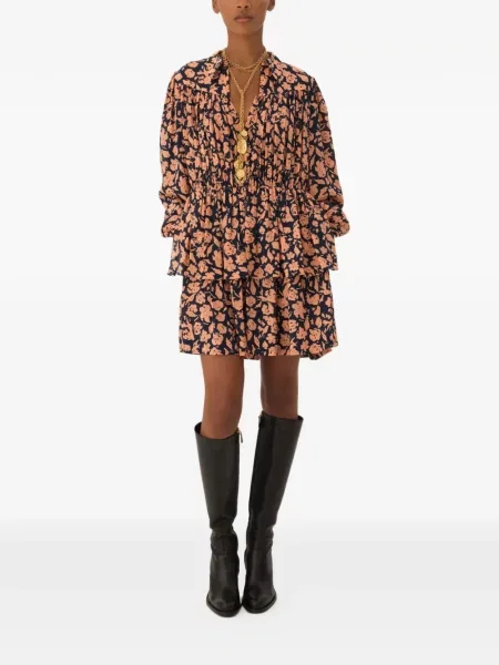 Rochie Chloé cu model floral de costum albastru