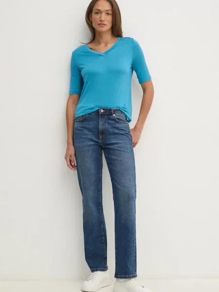United Colors of Benetton basic tričko s viskózou modré