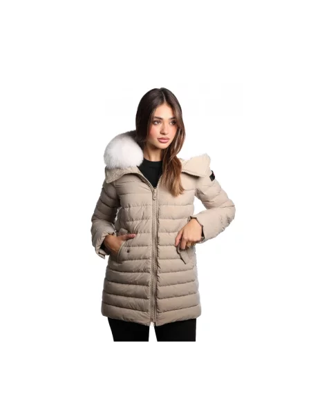 Kurtka pikowana Peuterey z futerkiem beżowa