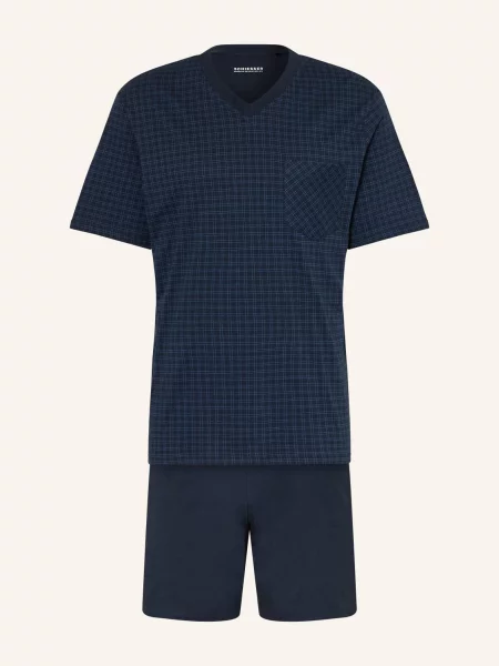 Schiesser Krátké Pyžamo Comfort Essentials tmavě modrá