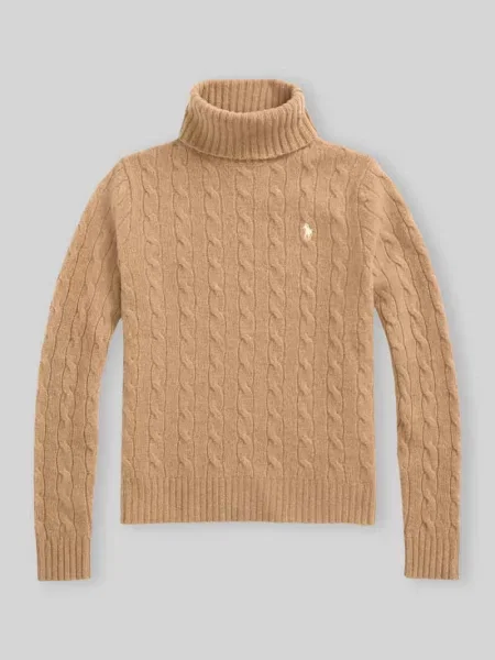 Polo Ralph Lauren sweter wełniany lekki z golfem beżowy