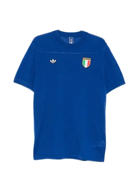 Tricou Adidas cu decolteu rotund cu autograf albastru