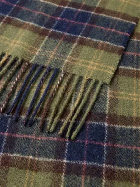 Barbour szalik wełniany gładki zielony