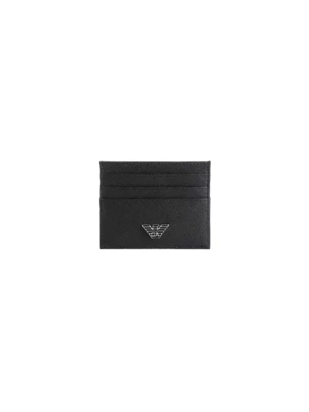 Portfel Emporio Armani skórzany z logo czarny