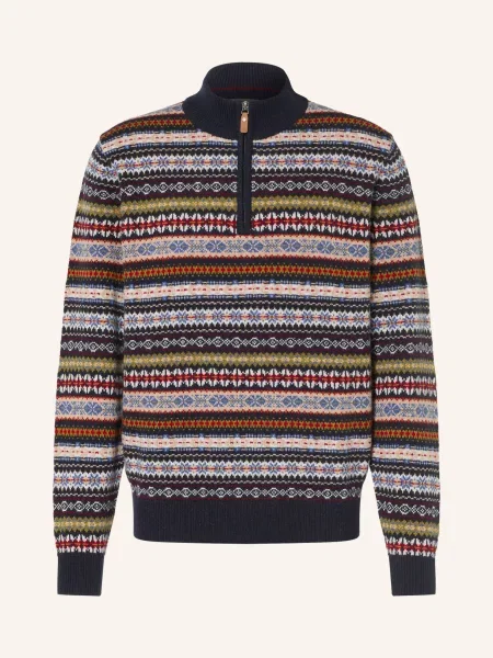 Fynch-Hatton Sweter Typu Troyer blau biały